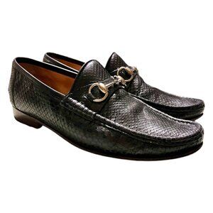 Gucci Python Snakeskin Leather Horsebit Loafers